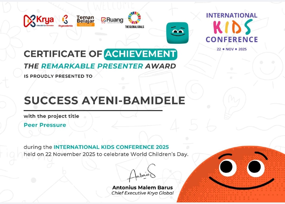 Peer Pressure presentation award placeholder